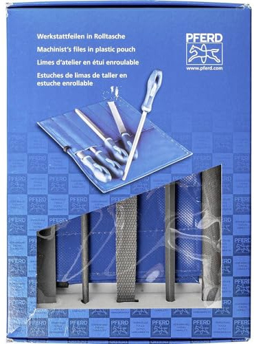 PFERD TOOLS Werkstattfeilen-Set in PVC-Rolltasche mit Umkarton, 5 Feilen, 200mm, 11801520 - für ein umfassendes Anwendungsspektrum geeignet