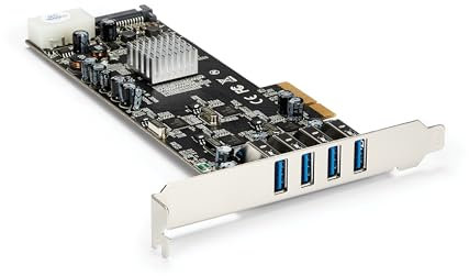 StarTech.com 4 Port USB 3.0 PCIe Karte mit 4 dedizierten 5 Gbit/s Kanälen (USB 3.1 Gen 1) - UASP - SATA / LP4 Power - PCI Express Adapter Karte (PEXUSB3S44V)