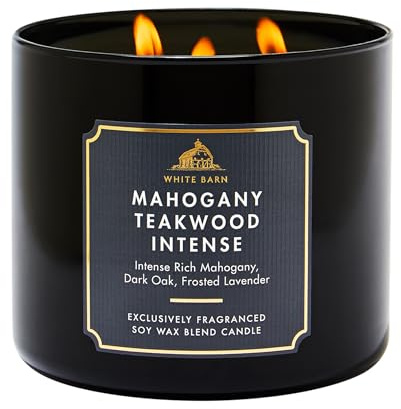 Bath & Body Works Mahogany Teakwood Intense 3-Wick Candle - Scented Candle for At-Home Use - Long-Lasting, Room-Filling Fragrance - High Fragrance Oil Concentration - Soy Wax Blend