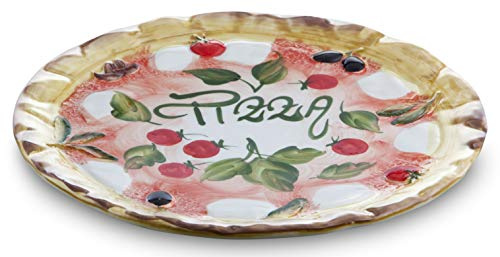 Bassano Ausgefallene italienische Keramik, runder Pizzateller 32 cm
