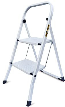 Drabest 2 Stufen Tritthocker Stahl Leiter Klappbar Rutschfester Tragehocker Sicherheit Trittleiter