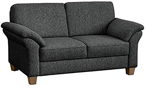 CAVADORE 2-Sitzer Byrum / Große 2er-Couch im Landhausstil mit Federkern / Passend zur edlen Sofagarnitur Byrum / 156 x 87 x 88 / Flachgewebe: Grau