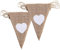 ManYee - Guirnalda de banderas para boda de tela, banderola de yute rústico, Bunting, bandera triangular, diseño de corazón blanco para fiesta de boda, decoración de cumpleaños (2 piezas)