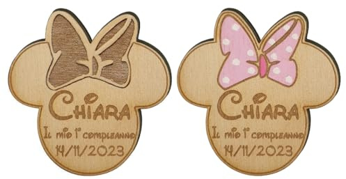 5 STÜCK Personalisierter Holzmagnet Minnie-Silhouette als Gastgeschenke zum Geburtstag oder zur Taufe. Danke Geschenke Babyparty Baby Shower Kommunion Kinderggeburtstag Party Mitgebsel