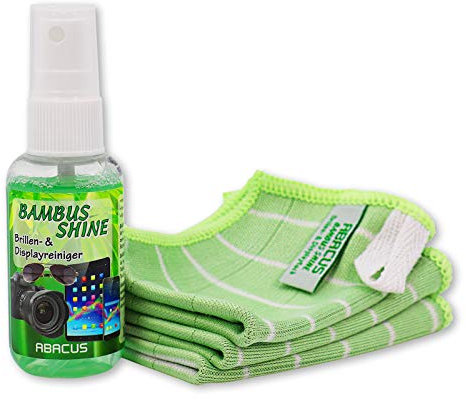 ABACUS® Kit de nettoyage pour lunettes et écrans en bambou 50 ml – Chiffons en bambou (7461)