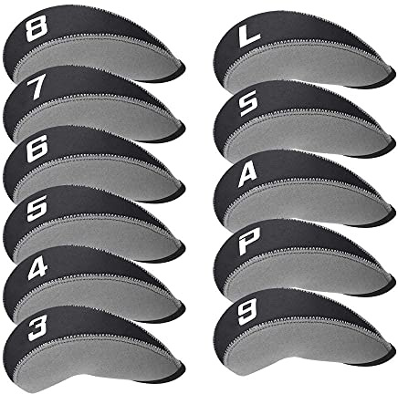 Craftsman Golf Set med 11 st. klubbskydd i neopren, med stora siffror, för alla märken som Callaway, Ping, Taylormade, Cobra med mera, grå och svarta