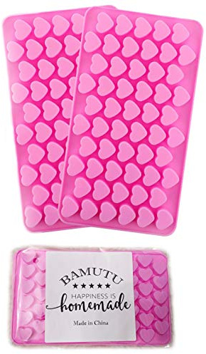Heart Shape Silicone Molds 2 Pieces 55-Cavity Chocolate Candy Gummy Molds Ice Jelly Sweets Molds DIY Wax Melt Moulds Baking Accessoire for Party Cake Decoration