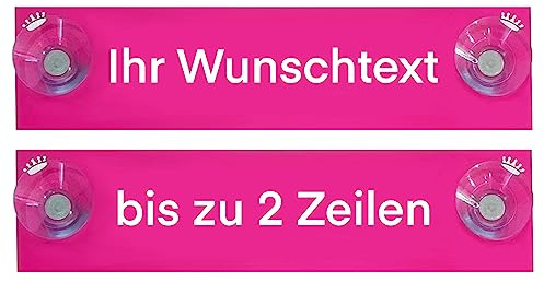 Hinweis Schild Saugnapfschild Wunschtext Auto Schild Pink 200x50 mm (IHR WUNSCHTEXT)