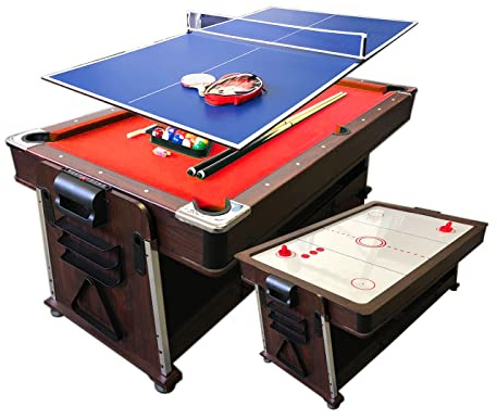Billardtisch rot 7 FT und Tischhockey und Tischtennistisch und Tischdecke mod. Mattew rot