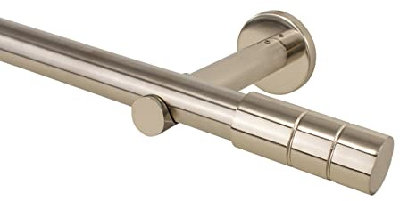 Gardinenstange 25 mm Farbe Edelstahl aus Metall, Endstück Jolly, 160 cm