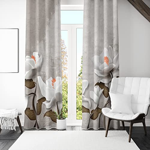 Lemare 2-Set Deko-Vorhänge Digitaldruck | Dicker Vorhang Blickdicht mit Ösen | Verdunklungsvorhang | Fenstervorhang für Wohnzimmer Schlafzimmer Blumen Blüte Wiese Wald Städte 2 STK. 145x260 cm
