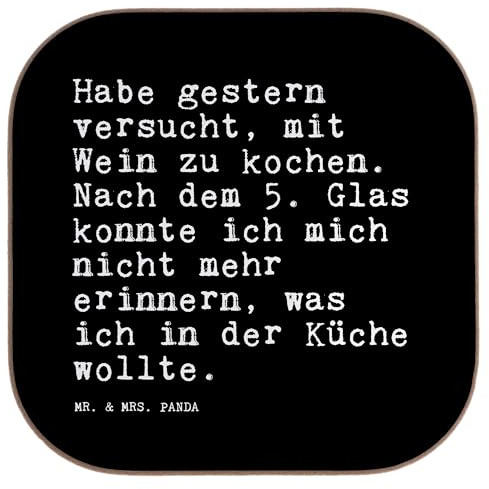 Mr. & Mrs. Panda Tischuntersetzer Habe gestern versucht, mit... - Geschenk, Untersetzer für Gläser, Coaster, Getränkeuntersetzer, Küche, Küchenpartie, Tischschoner, Rezept, Kochen, Wein, Sprüche