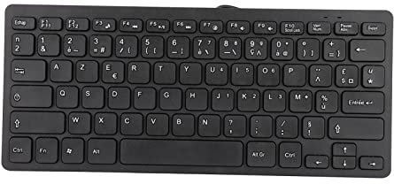 Goshyda Clavier D'ordinateur Filaire, 78 Touches USB Filaire Clavier Russe Français Allemand Clavier Muet Clavier Ultra Fin, Universel pour PC Portables, Ordinateur de Bureau(français)