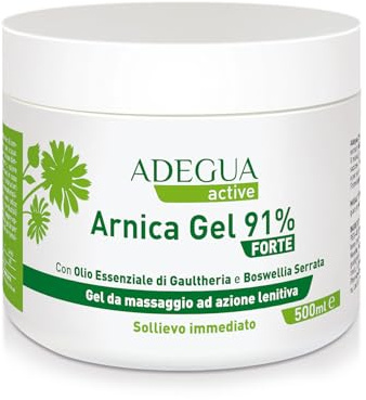 Adegua, Active Gel Arnica Forte 91%, Gel Lenitivo di Arnica ed Olio Essenziale di Gaultheria, Ideale per Alleviare Dolori Muscolari, Arricchita con Artiglio del Diavolo e Mentolo - 500 ml