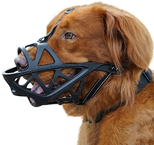 BARKLESS Maulkorb für Hunde, weicher Maulkorb für mittelgroße und große Hunde, Labrador, Goldener Schäferhund, australischer Schäferhund, Mundschutz zum Beißen, Kauen, Schnitzen, Trinken und Essen