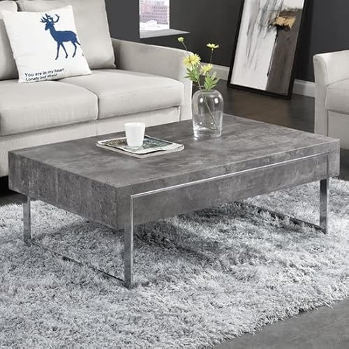 Casa Wooden Coffee Table With 1 Drawer In Concrete Effect