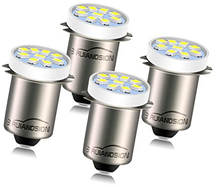 Ruiandsion P13.5S LED Bulb 18V, 6000K White 450LM Non-Polarity Flashlight Replacement Bulb for Heavy-Duty Work Light, Professional Workshop, Emergency Kit (4-Pack)