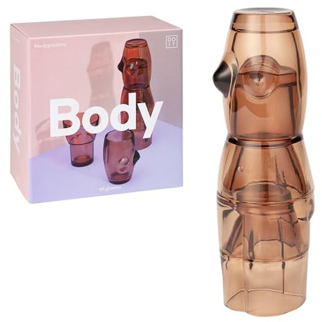 DOIY - Verres en cristal - Design silhouette féminine - Fabriqués en cristal - Empilables - Décoration - Lave-vaisselle - Marron - 9x8,5x37 cm - Lot de 4