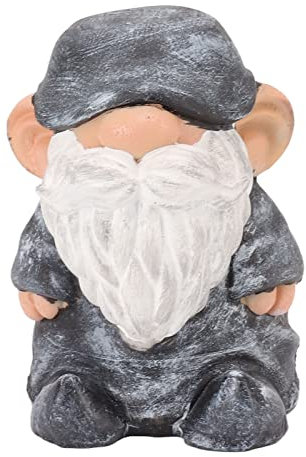 Statue De Nain De Jardin D'extérieur, Décor De Gnome De Statues De Jardin, Structure En Résine De Nain De Jardin à Fond Stable Figurine De Nain De Style Rétro Pour Décorations(Flat Head-Gris noir)