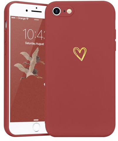 Lafunda iPhone 7/iPhone 8 Hülle | Handyhülle für iPhone 7/8/SE2020/SE2022 Mädchen süß Herz Schutzhülle mit Kameraschutz stoßfest UltraDünn Silikon Case Rot