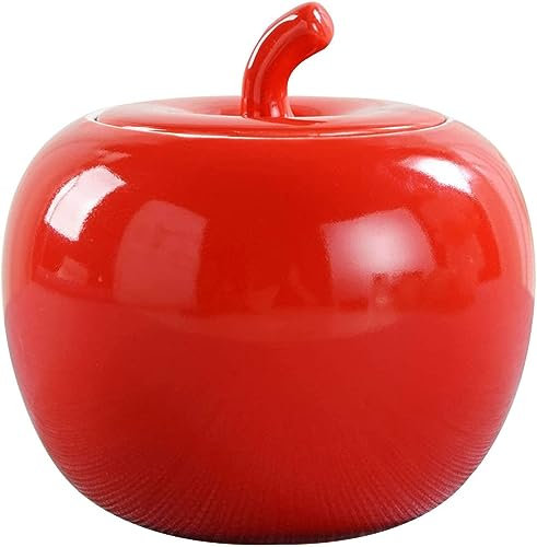 Azucarero de cerámica, tarro de especias, azucarero de color sólido con tapa, 480 ml (17 oz) Tarro de especias con forma de manzana, for cafetería, restaurante, hogar-rojo-480 ml (Co (color: rojo) (C