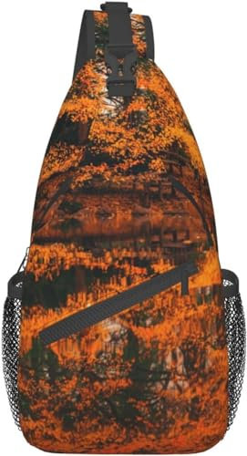 KWQDOZF Sling-Rucksack Umhängetasche Brusttaschen Baum im Wasser-Druck Sling-Tasche für Reisen Sport