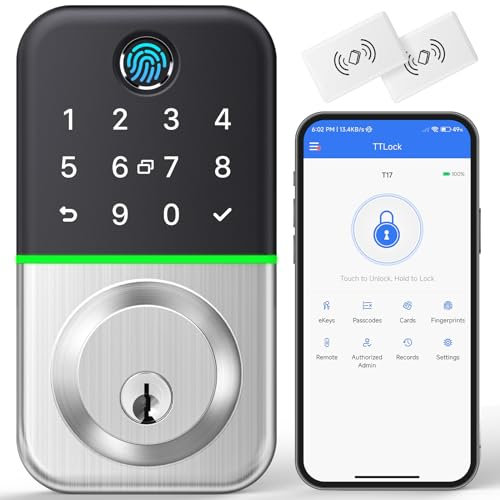 WiseGear Smart Keypad Deadbolt - Waterproof Keyless Entry Door Lock with Fingerprint & Code Access - App Controlled