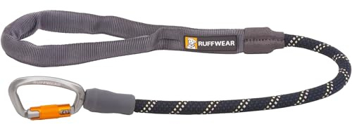 RUFFWEAR Knot-a-Long Kurze Hundeleine, kein Ziehen, 0,7 m Lange Hundeleine mit gepolstertem Griff, leichte und robuste Hundeleine, Anti-Tangle- und Anti-Pull-Hundetrainingsleine, Obsidianschwarz