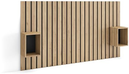 Skraut Home | Tête de lit | avec Tables de Chevet | 196x107x3 cm | Lit de 120,135,140 cm | Panneaux Muraux | Style Moderne | Chêne