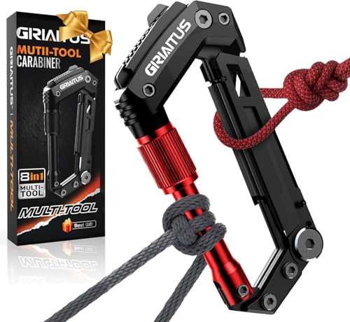 Locking Carabiner Clip 8 and 1 Multi Tool Heavy Duty Keychain Cool Pocket Gadgets Gifts for Men Cool Pocket Gadgets Outdoor Hiking Camping Essentials