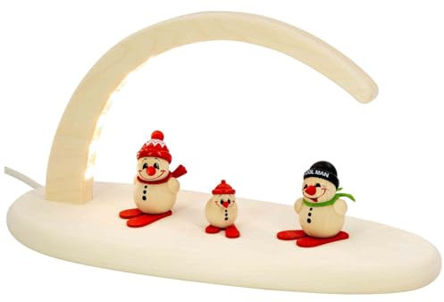 Seiffener Volkskunst | LED Weihnachtsdeko Lichterbogen | Natur Weihnachtsbogen Schwibbogen aus dem Erzgebirge | Traditionelle Weihnachtsbeleuchtung | 24x13 cm | Cool-Man