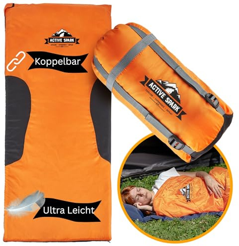 ACTIVE SPARK Saco de dormir de verano ultraligero y transpirable – Saco de dormir verano para camping – Saco de dormir – Saco de dormir – Saco de dormir pequeño – Sacos de dormir al aire libre
