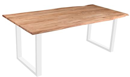 SAM Esstisch Mephisto 200x100 cm Akazie Eiche U-Gestell weiß