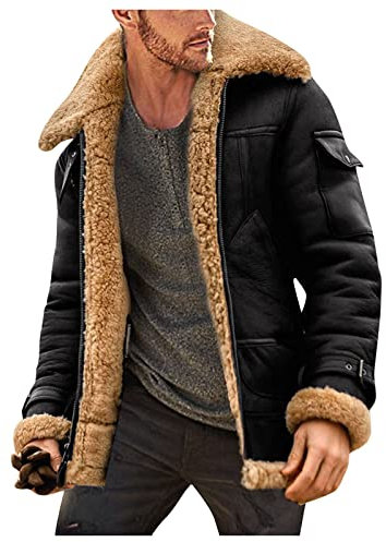 Vintage-Jacken aus Kunstpelz, Schaffell, Winter, Revers, Leder, gepolstert, dicker Mantel, Ärmelgröße, lange Jacke, Kragen, Mantel, Herren-Kapuzenpullover, Sweatshirts, athletische Arbeitspullover,