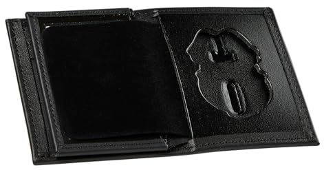 Perfekte Passform, verstecktes Abzeichen, Bifold Wallet Army MP Militär Polizei Anmeldeinformationen Badge und Ausweishülle verstecktes Abzeichen Geldbörse (Ausschnitt DK-464) schwarzes Leder