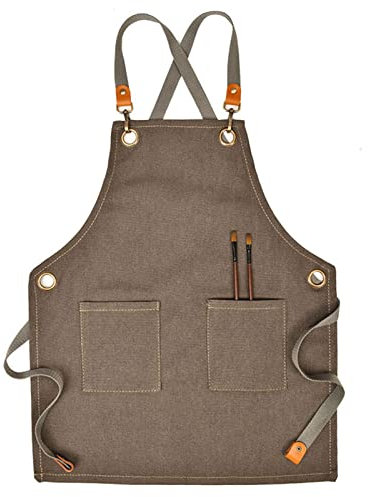 BFNDSSEOU Arbeit Schürze Werkzeug Schürze Schürzen for Männer, Arbeitsschürze for Männer, strapazierfähige Werkzeugschürze aus gewachstem Canvas for Schreiner, Holzarbeiter(Gray)