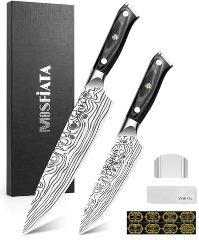MOSFiATA Kitchen Knife Set 2PCS, 9 Carving 6 Chef Knives Gift Box | High Carbon German EN1.4116 Stainless Steel Professional Sharp Cooking Knife for Turkey Ham Vegetable Fruit Comfortable Grip