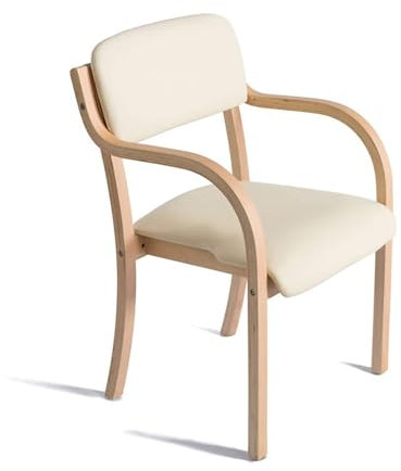 Moderner ergonomischer Stuhl, aus PU-Leder, nordisches Holz, stapelbar, vielseitiger Küchen- und Bürosessel, bequemer offener Rücken, Besucher- und Arbeitsstuhl, platzsparendes Design