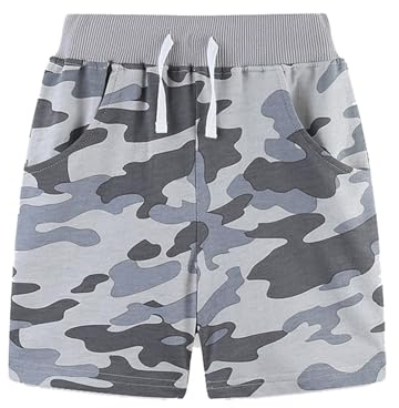 Generico Pantaloncini da Scuola per Ragazzi,in Tinta Unita Vita Elasticizzata Cotone Pantaloni Sportivi con Tasche Laterali Running Jogging Bermuda Shorts Bambini 3 a 8 Anni