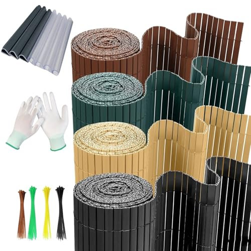 Garten - Doppelt verstärkter UV-beständiger PVC-Sichtschutzzaun, wetterfest für Balkon, Terrasse & Wohnung, H 80-180 cm, Grün, 120 x 500 cm
