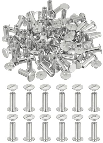 PATIKIL Juego De 60 Piezas Tornillos Chicago De 18mm Para Cuero Plateado | De Remaches Clavos Y Tornillos, Para Manualidades DIY Encuadernación Reparación De Cinturones Bolsas Ropa