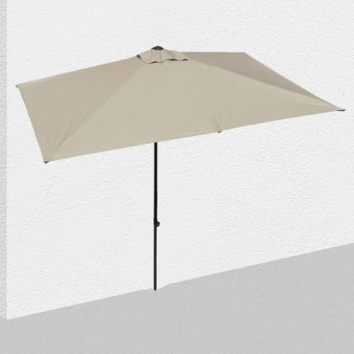SMELEDFCFK 250cm Halber Sonnenschirm Wand Sonnenschirm Höhenverstellbar Gartenschirm Mit 5 Rippen Rechteckiger Marktschirm Für Veranda Schwimmbäder Balkon Höfe(Khaki)