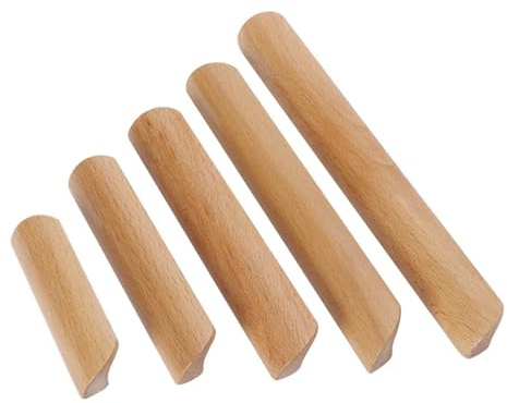Schrankgriffe Holz, Möbelgriffe Holz 6 Stück Möbelgriffe aus Holz, Schubladengriffe, Schrankgriffe aus Massivholz, umweltfreundlicher Kleiderschrankknopf mit Befestigungsschrauben(Hole distance 192mm)