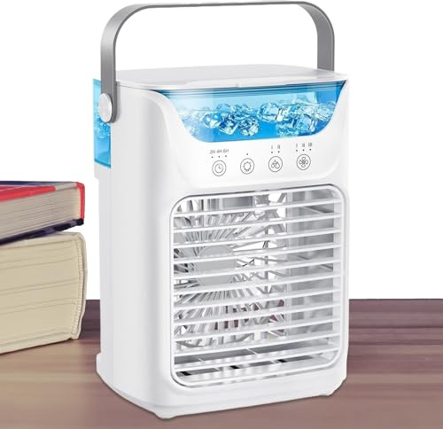 Desktop Misting Fan Portable with Water Tank - USB Evaporative Cooler, 3 Speed Misting Cooler Tool for Offices Bedside Patio Dorm Bedroom Table Camping Desk