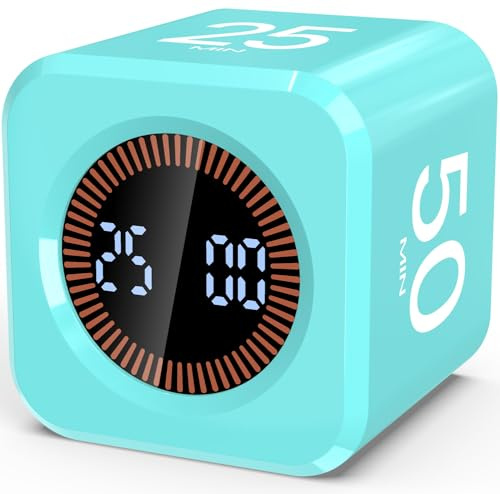 Temporizador digital de cubo, temporizador de cuenta regresiva, pantalla LED, 5/10/30/60 minutos, giro rápido para cocinar, hogar, estudio, reuniones, color verde menta