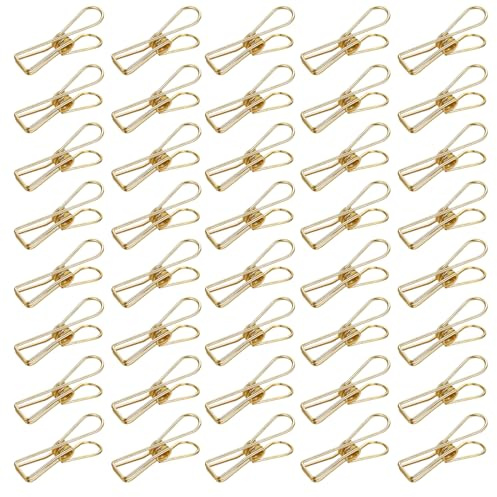 OUDQFCJ 50 unidades de clips oficina dorados mini metálicos pequeños clips decorativos dorados para documentos oficina y manualidades