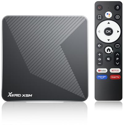 Android TV Box, 2025 S905X5M Android Box 14.0 mit RAM 4G ROM 64G WiFi6 Enternet 10/100M Bluetooth 5.0 USB3.0 Unterstützt 3D HD 8K TV Box - Schwarz