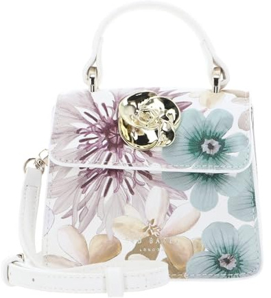 Ted Baker cross body bag Helensa Petal Print Mini Top Handle Rose Detail Bag White multicolored