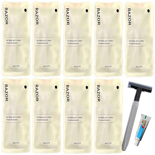 Mehrzweck-Hotel-Einweg-Rasierer-Set mit Rasiercreme, einzeln verpackt, hypoallergen, manuelles Rasierset für Gäste, Reiserasierer für Hotel, Reisen, den täglichen Gebrauch, 10 Stück