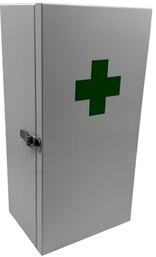 Armario médico Relaxdays, 3 estantes, 42 x 21 x 15,5 cm, para medicamentos, Montaje en Pared, botiquín, Blanco/Verde